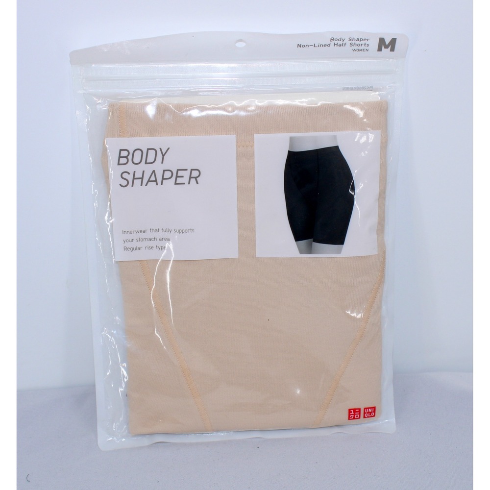 Uniqlo Body Shaper Non-Lined Half Shorts Beige Regular Rise Shapewear Medium